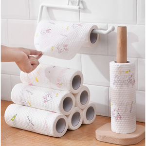 Dry and wet dual-use lazy person dishcloth, absorbent and thickened <b>kitchen</b> <b>paper</b> product, white printed disposable dishcloth - Product Image 1