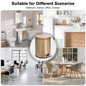 Poubelles rondes en acier inoxydable en métal Sunshine avec couvercle à pédale pour le stockage des déchets de <span class=keywords><strong>cuisine</strong></span> à domicile - Product Image 2