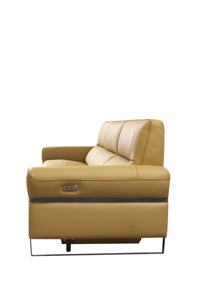 घर के लिविंग रूम के लिए इटैलियन स्टाइल पीला 3 सीटर इलेक्ट्रॉनिक रिक्लाइनर सोफा सेट लेदर फंक्शनल काउच - Product Image 6