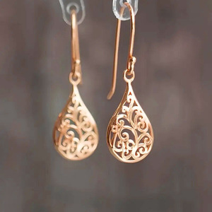 Orecchini Pendenti Vintage con Motivo Traforato per Donne, Gioielli di Moda Minimalista Creativi - Product Image 4