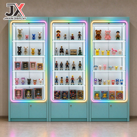 Vitrine d'exposition sur mesure avec éclairage LED néon RGB, vitrine en verre anti-poussière, étagères réglables, rangement verrouillable, présentoir pour figurines de collection