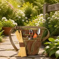 Sac de jardinage multi-poches en toile robuste, pochette à outils pour électricien, charpentier, jardinier avec ceinture réglable