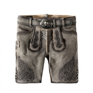 Short en cuir de vachette suédé bavarois traditionnel brodé, écologique, grande taille, pour homme - Product Image 1