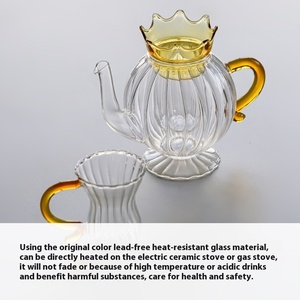 Juego de Té Británico de Diseño Moderno, Tetera y Taza con Diseño de Corona de Flores, para Té Saludable de Otoño e Invierno, con Detalles de Frutas y Rosas en Vidrio - Product Image 3