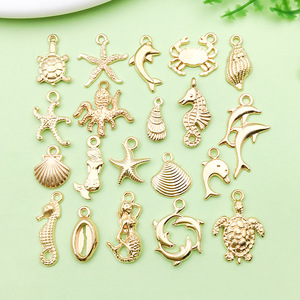 Pendentif sirène dauphin en alliage d'or, formes variées, accessoire de bijouterie DIY pour bracelet, collier, artisanat - Product Image 1