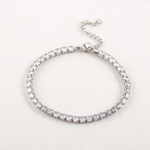 Fashion Tennis Bracelet 4Mm <b>Titanium</b> Steel Zircon Channel Setting Adjustable Unisex Jewelry - Product Image 1