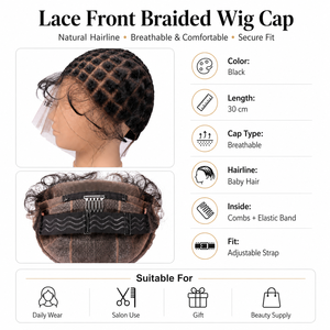 Parrucca Lace Front in <span class=keywords><strong>Capelli</strong></span> Umani Vergini Brasiliani Premium con Baby <span class=keywords><strong>Hair</strong></span> e Cappuccio Traspirante per Donne di Colore - Product Image 6