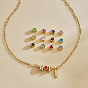 Collar con Nombre Personalizado para el Día <span class=keywords><strong>de</strong></span> San Valentín, Iniciales, Chapado en Oro <span class=keywords><strong>de</strong></span> 18k, Colgante con Piedra <span class=keywords><strong>de</strong></span> Nacimiento, Joyería <span class=keywords><strong>de</strong></span> Acero Inoxidable para Enamorados - Product Image 3