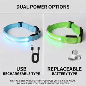 Collare Luminoso al Buio Impermeabile a LED per Cani e Gatti di Lusso Stile Western Regolabile in Poliestere con Strisce Riflettenti per la Sicurezza Notturna - Product Image 6