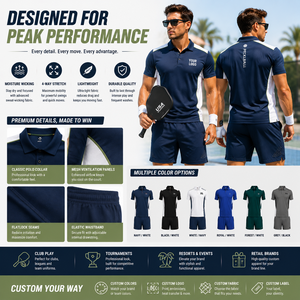 Ensemble polo de pickleball personnalisé Vexa pour homme – Maillot et short de performance, uniforme de club, vêtements de sport, fabrication OEM, marque privée - Product Image 3