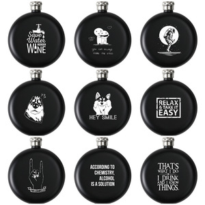 Y12 personalizzato logo 5oz in acciaio inox portatile per esterni regalo da campeggio nero opaco fiaschetta - Product Image 1