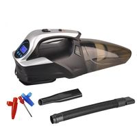 Aspirateur de voiture électrique portable 12V ABS avec filtre HEPA, compresseur d'air numérique, 5 buses, lumière LED pour gonflage de pneus nocturne