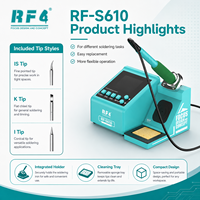 Station de soudage intelligente RF4 S610 avec écran LCD, courbe de température, contrôle des fils, 3 pointes de fer à souder pour téléphones portables, PCB, BGA