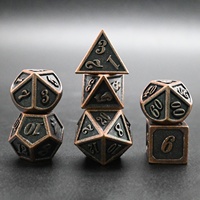 Ensemble de dés en métal bronze vintage unique, 7 pièces, dés polyédriques pour les jeux de rôle sur table D&D