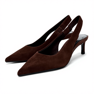 Personalizzazione del Produttore. Cinturino posteriore con parte laterale elastica. Tacco <span class=keywords><strong>a</strong></span> Spillo Sottile. Scarpe slingback in camoscio con punta affusolata - Product Image 1