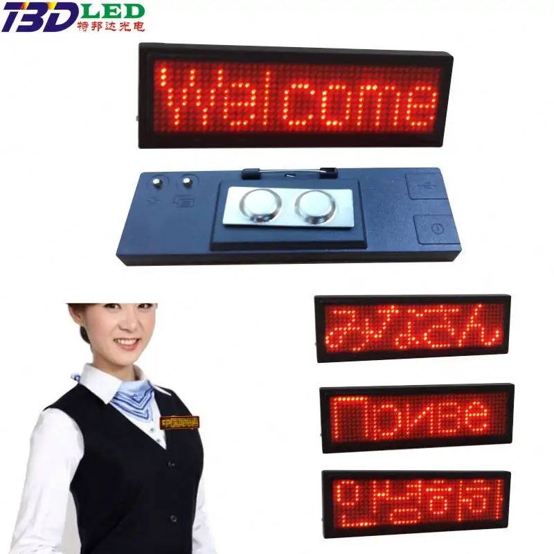 LED bergulir USB lampu pesan lencana nama led pin tanda dapat diatur tampilan nama lencana led tag perangkat lunak PC dapat ditulis