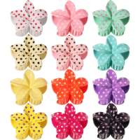 Jepit Rambut Bunga Plumeria Vintage Prancis 8cm Motif Polkadot Resin Mengkilap, Datar, Nyaman, Tahan Pecah, Aksesoris Rambut untuk Wanita