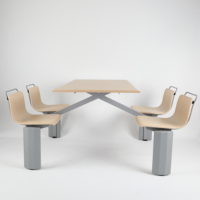 Ensemble table et chaises de salle à manger moderne pour restaurants/cantines commerciaux, écologique, durable, facile à nettoyer, 4 places