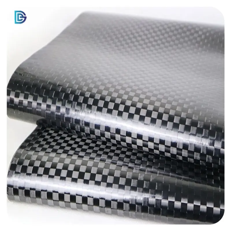 GDE TPU Coated 12K Carbon Fiber Spread Tow 90 degree 8mm Glossy Leather Waterproof For Fashion Accessories Manufacturing