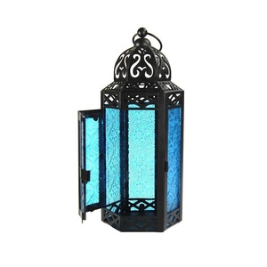 Lanterne de Noël Vintage Marocaine en <span class=keywords><strong>Fer</strong></span> <span class=keywords><strong>Forgé</strong></span> pour Table de Cour, Bougeoir Marocain Suspendu - Product Image 2