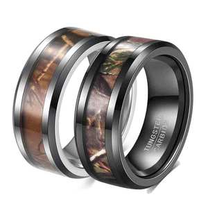 Anillo de Carburo de Tungsteno de 8mm con Incrustaciones de Camuflaje, Joyería de Moda para Hombre, Anillo de Regalo - Product Image 1