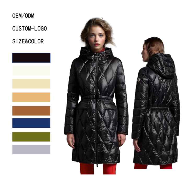Down Coat Women's Long Winter Coat Over The Waist To Tie The Waist Was Wild Thick Cotton Clothing