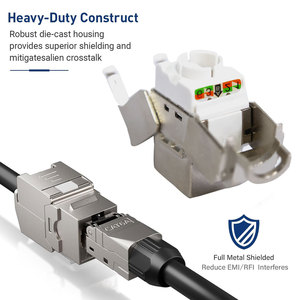 Coupleur en ligne STP blindé, connecteur réseau modulaire 180 degrés FTP RJ45 Cat8 en alliage de zinc, Keystone Jack sans outil - Product Image 5