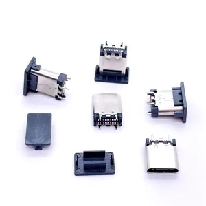 Soulin 24Pin <span class=keywords><strong>Micro</strong></span> USB Type-C Femelle <span class=keywords><strong>Jack</strong></span> Connecteur <span class=keywords><strong>Prise</strong></span> de Charge Rapide pour Téléphone Mobile <span class=keywords><strong>Micro</strong></span> USB Type-C Câble - Product Image 1