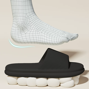 Chaussons d'intérieur d'été pour hommes, tendance mode, à bout ouvert, antidérapants, avec tige et semelle intermédiaire en EVA, anti-odeur, semelle épaisse, sensation de marche ultra-confortable - Product Image 3