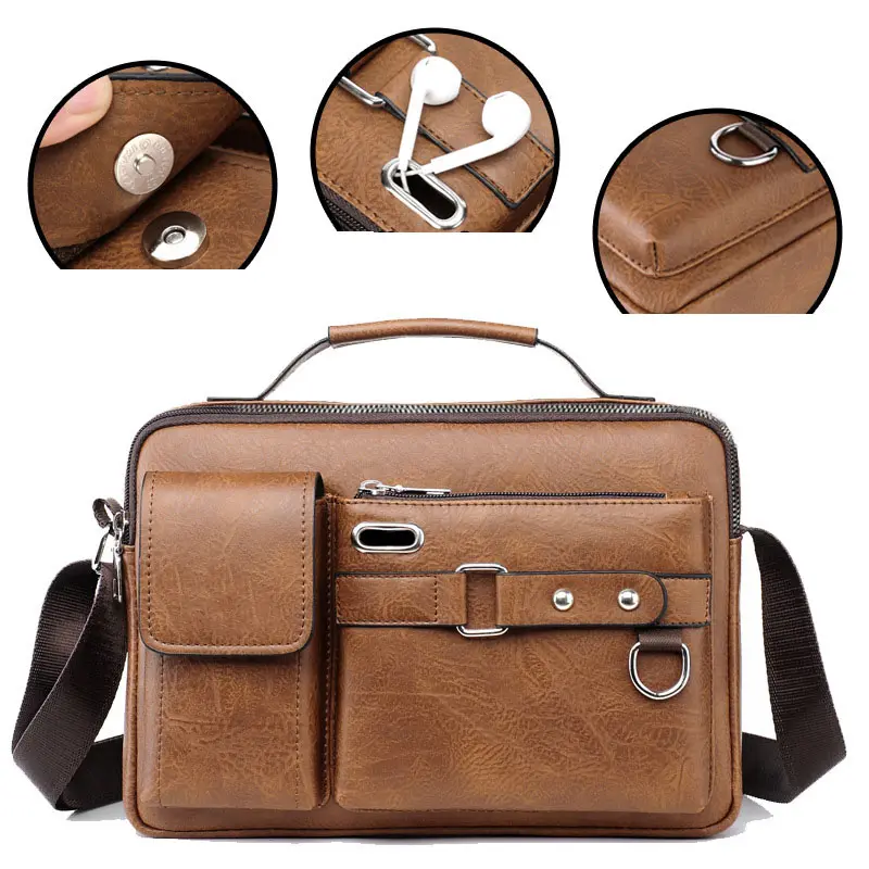 wholesale designer men's handbags purses and handbags 2023 pu leather hand bag for men