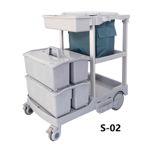 <span class=keywords><strong>Berserk</strong></span> Hotel Room Limpieza de limpieza Carrito Herramienta de servicio de plástico Carrito de conserje con ruedas - Product Image 5