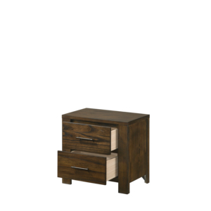 Comodino Merrilee con finitura in rovere e due cassetti per riporre oggetti in camera da letto - Product Image 5