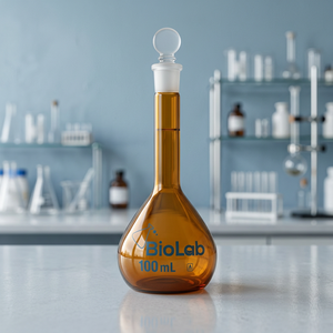 Frasco Volumétrico de Vidrio Borosilicato con Cuello Largo, Frasco de Medición para Preparación de Soluciones de Laboratorio - Product Image 1