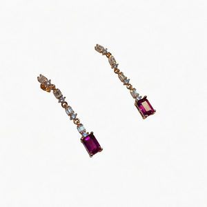 Boucles d'oreilles pendantes de luxe en argent sterling 925 plaqué or 18 carats avec halo en goutte d'eau et pierres précieuses naturelles pour mariage ou cadeau de fête - Product Image 1