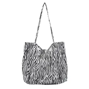 Cotton Tote Bags With Custom Printed Logo Recycled Shoulder Bag Diaper Tote Bag Zebra Print Handbag