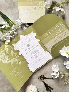 Inviti di Nozze 2026 Personalizzati di Lusso, <span class=keywords><strong>Cartolina</strong></span> Ecologica Fatta a Mano con Stampa in Rilievo Incolore Premium - Product Image 2