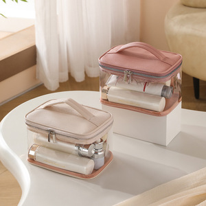 Pochette cosmétique en PVC transparente, trousse de maquillage étanche, sac de toilette transparent pour voyage avec fermeture éclair et poignée - Product Image 4