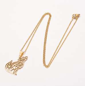 Punk In Acciaio Inox Animale Origami Lupo Della Collana Del Pendente Animale per Le Donne <span class=keywords><strong>Howl</strong></span> alla Luna geometrica Lupo Amante Degli Animali - Product Image 4