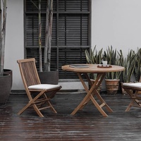 Ensemble de table et chaises de jardin en teck massif et métal, pliables et empilables, pour balcon, cour, plage, loisirs, style moderne