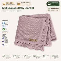 Couverture d'emmaillotage pour bébés en coton uni, motif festonné tricoté, pour berceau, vente en gros