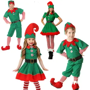 Christmas Festival Family Party Costume Boys Girls Men Women Green Funny Boy Dress Up Garment Cosplay Suit