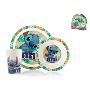 Set da pranzo per bambini Stitch, piatto, ciotola, tazza, set da 3 pezzi per l'ora della pappa dei bambini - Product Image 1