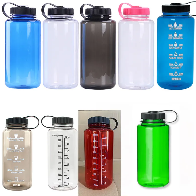 100% BPA FREE Tritan Leak-Proof Motivational Quotes Fitness 32oz Hangzhou Water Bottle With Time Markings 16oz 24oz 32oz 38oz 1L