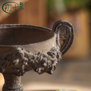 กระถางดอกไม้ย้อนยุคทรงถ้วยรางวัล ยัน ยูเจีย วาบิซาบิ สำหรับตกแต่งภายในบ้าน ทำด้วยมือ สไตล์เรียบง่าย - Product Image 4