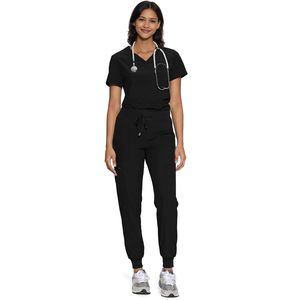 FOXA Women's Scrub Set V-Neck <b>Top</b> Cargo Pants 12 Pockets Hospital Uniforms - Product Image 1