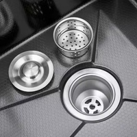 Évier de cuisine moderne multifonctionnel en acier inoxydable 304 de qualité supérieure, finition nano polie, à cuve unique, avec robinet