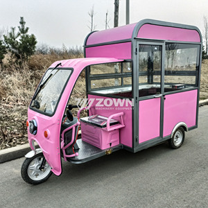 Carrito de Venta de Comida Móvil Eléctrico Blanco de Tres Ruedas / Carritos de Venta de Comida / Remolque de Comida Rosa en Venta - Product Image 3
