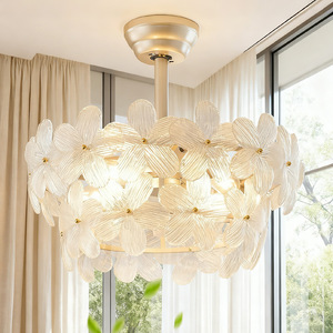 Lámpara de araña floral de cristal LED redonda dorada E27, cuida la vista, para dormitorio o habitación de niña - Product Image 1