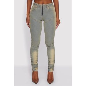 Conjunto de Mezclilla Personalizado para Mujer 2026, Jeans de Cintura Alta con Cierre, Estilo Vintage Desgastado, Tela de Algodón con Spandex, Atuendo Y2K - Product Image 1