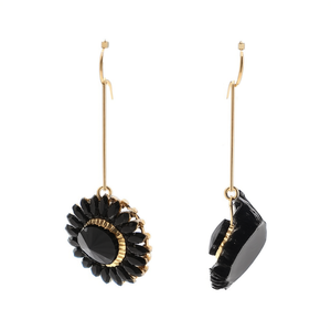Fashion Drop <b>Earrings</b> Black Crystal Flower Design <b>Gold</b> Plated Stainless Steel <b>Dangle</b> <b>Earrings</b> For Women Jewelry - Product Image 2